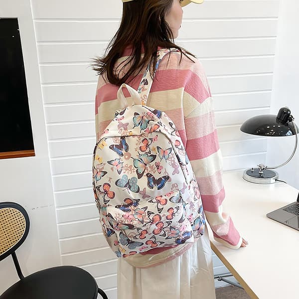 Piger Højkvalitets Nylon Rygsæk med Sommerfugl Print