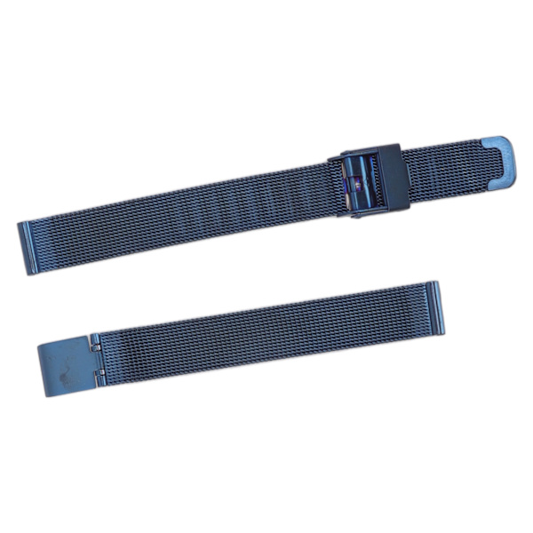 Flettet rustfritt stål armbånd i mesh, fleksibelt erstatningsarmbånd for klokke, tilbehør for menn og kvinner, blå, 0,79 tommer [C]