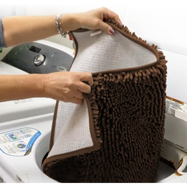 Superabsorberande Dörrmatta & Husdjursmatta, Halksäker Tjock Badrumsmatta Kök Sovrum Mjuk Chenille - Brun 50*80CM