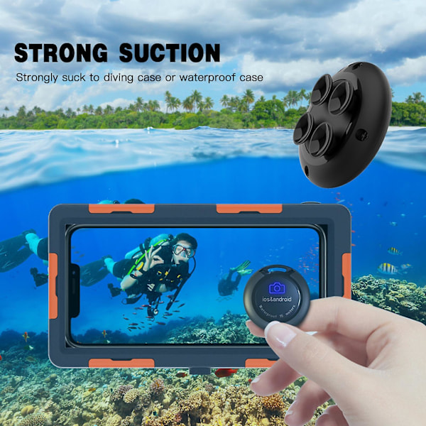 Vedenpitävä langaton Bluetooth-kaukosäädin valokuvien ja selfien ottamiseen, kaulanauhalla (C)