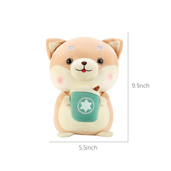 9 Tums Plushie Hund Fylld Med - Kawaii Söta Bubble Milk Tea Dockleksakspresenter För Pojkar Och Flickor - GråGul