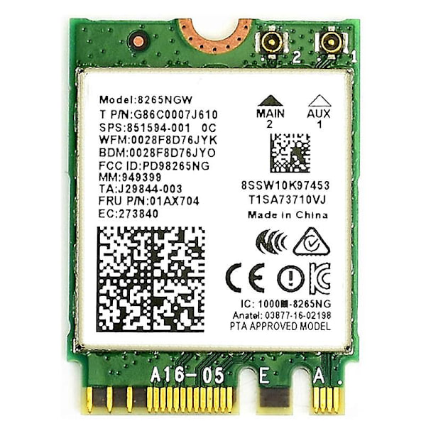 Dubbelläges AC8265 Trådlöst NIC-modul Stödjer 2,4 GHz/5 GHz WiFi och Bluetooth 4.2 för Nano Kit