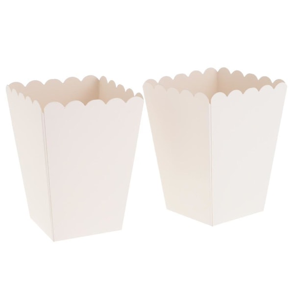 2x12 Stycken Vita Popcornlådor Snackhinkar Födelsedagspåsar (C)