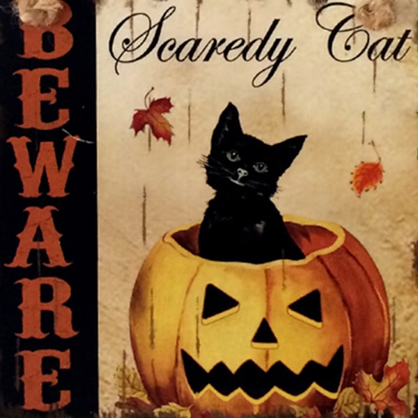 Halloween Trä Dörrskylt Tryckt Svart Katt Pumpa Mönster Väderbeständig Halloween Entré Dörr Dekor för Bar Café[C]