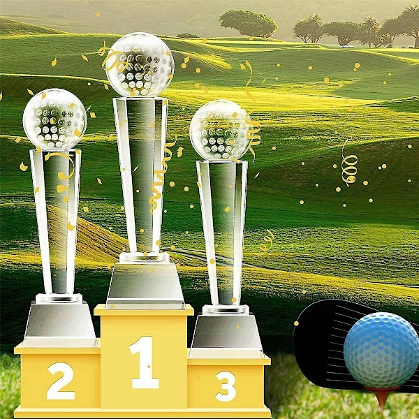 9 x 2,8 tum Kristallglas Golf Trophy för Vuxna Barn Golf Turnering Bord Skrivbords Dekoration