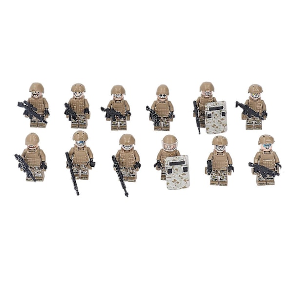 12 st Minifigur Soldater Block med Olika Kläder, Rustning, Män, Actionfigurer för Barn M8019 Höjd 4,5 cm / 1,8 tum