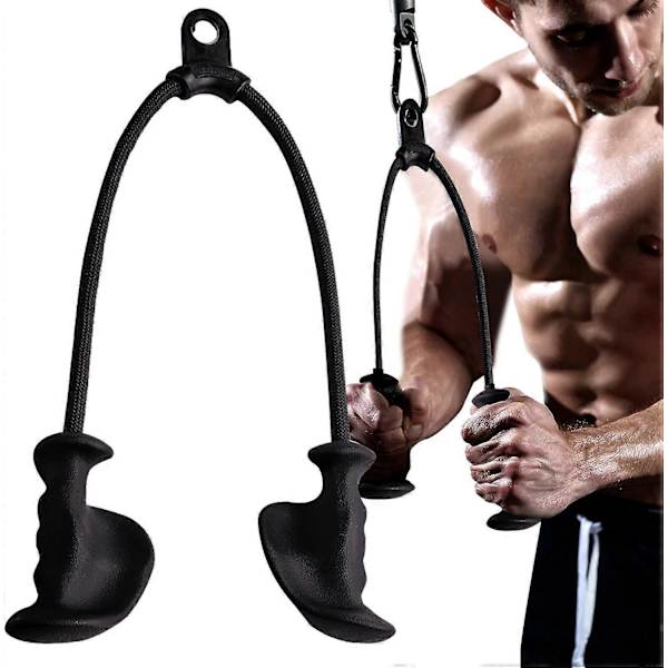 Ergonomiskt Triceps-rep för Pull Down med Halksäkert Naturligt Gummigrepp för Aktivering av Fler Muskelfibrer - Gymrep för Push Downs, Triceps Pull Downs