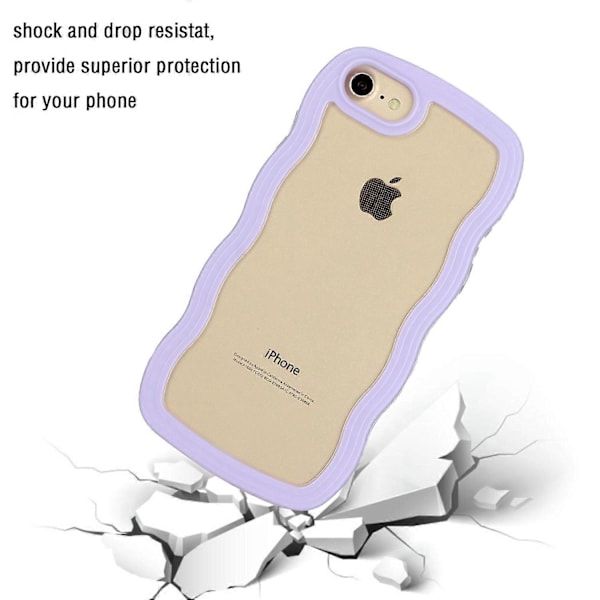 Telefonfodral för iPhone 7/8/SE (2020)/SE (2022) med vågig kant PC+TPU Färgkant Transparent baksida