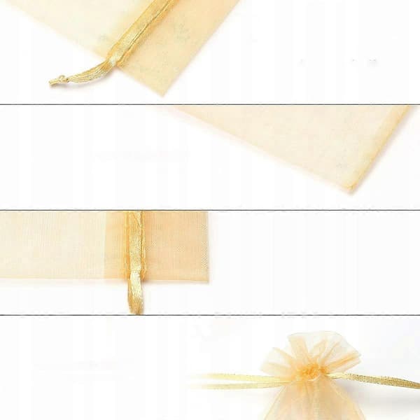 Guld Bröllop Organzapåsar 10x15cm Förpackning med 100