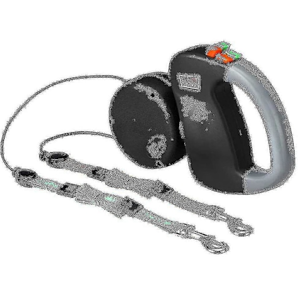 Dobbel Dobbel Leash for Hunder, Inntrekkbar Hundeleash Dobbel Leash for To Hunder Hundeleash 2 Hunder Dobbel Leash, svart