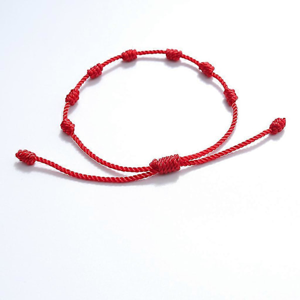 2x Iögonfallande Kabbalah Armband 7 Knutar Rött Snöre Armband Med Önskekort (C)