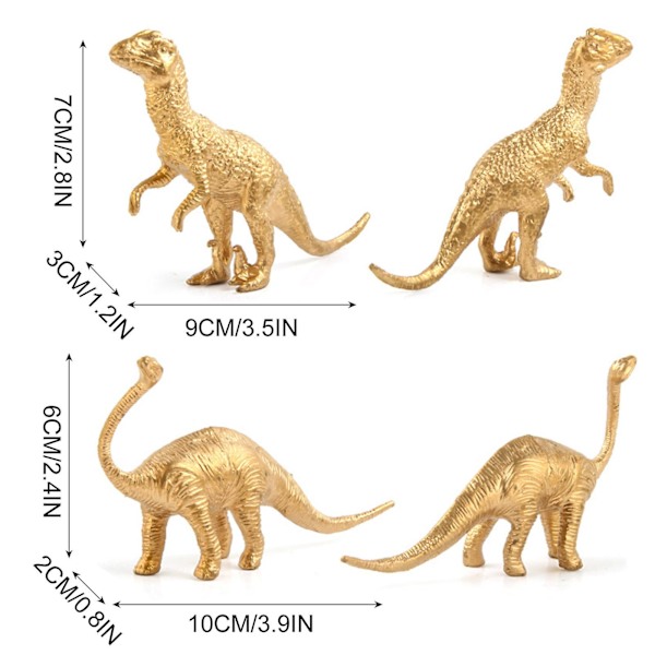 Guldutgåva Dinosaurie Modellset Födelsedagsfest Dinosaurie Dekoration Handgjord Modellleksak 6st