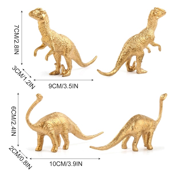 Gullutgave Dinosaurmodellsett Bursdagsfest Dinosaurdekorasjon Håndlaget Modellleketøy 6stk