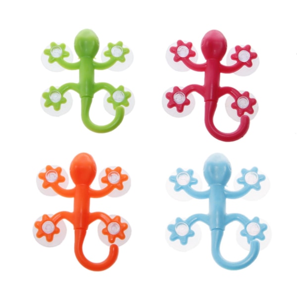 Gecko Powerful Plastic Four Suction Cups Hook Wall Hanger Decoration Bathroom