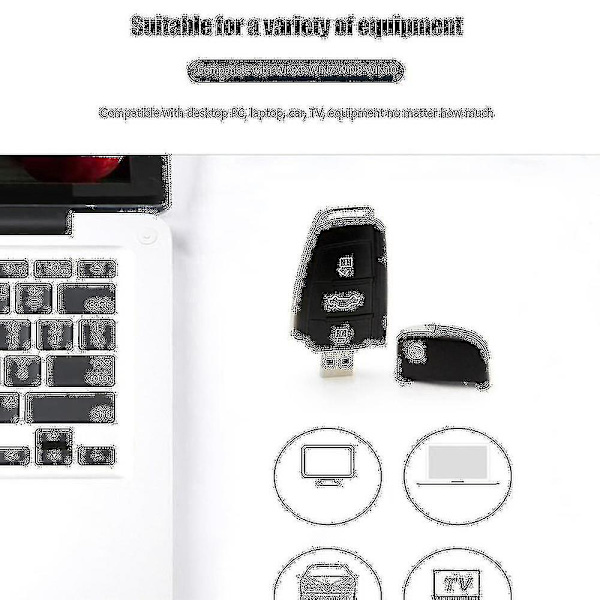 USB-minnepenna i bilnyckeldesign, minnespinne, USB-stick för stationär dator, bärbar dator (32 GB)