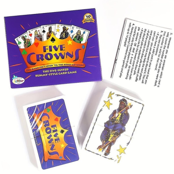 Five Crowns - Spelet är inte över förrän The Kings Go Wild! - 5 kortspel i rummy-stil - Klassiskt brädspel för familjefest - för åldrar över 8 år