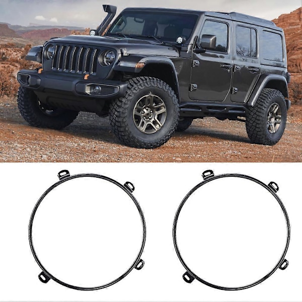 2st 7in Strålkastar Monteringsfäste Ring Lamphållare Passar för Jeep Wrangler TJ 07-18 (FCC)