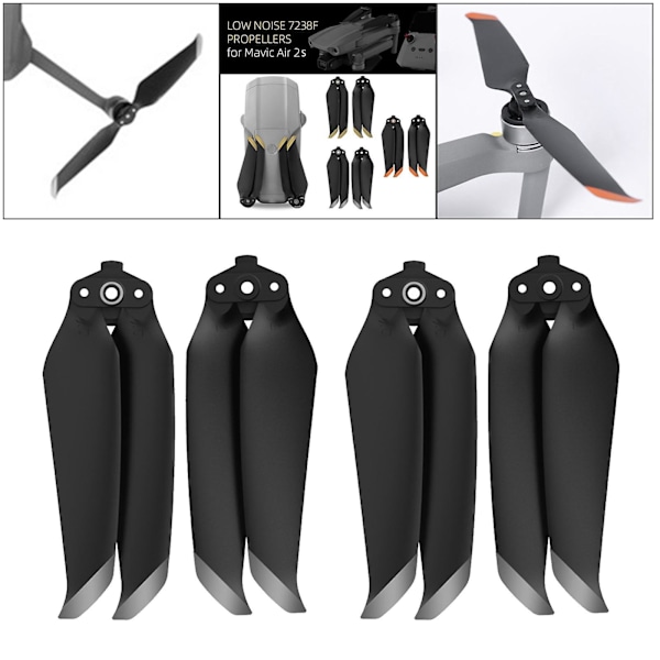 Lågbrus 7238F Propellrar för DJI Mavic Air 2S Drönare 2 Par Silver (C)