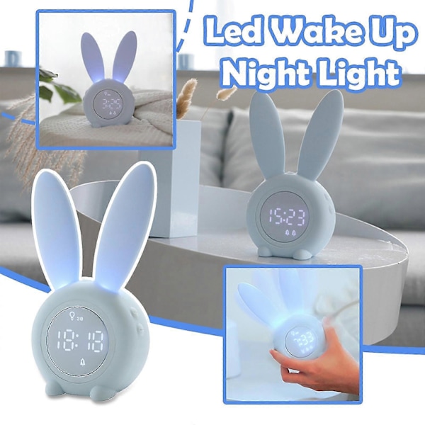 Söt Kaninväckarklocka Kreativ LED Digital Snooze Cartoon Elektronisk Klocka