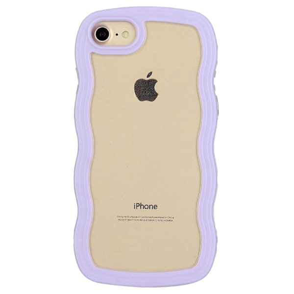 Telefonfodral för iPhone 7/8/SE (2020)/SE (2022) med vågig kant PC+TPU Färgkant Transparent baksida