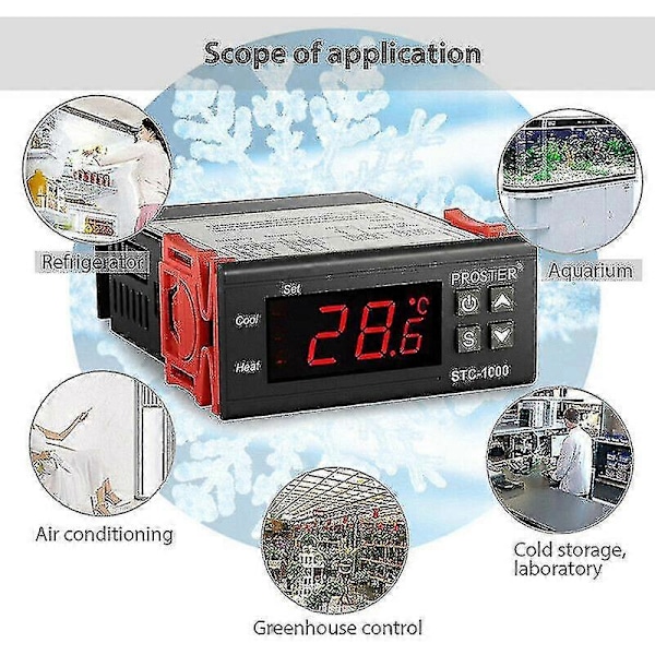 Digital 220V STC-1000 Temperaturregulator Termostat + Sensor Shytmv