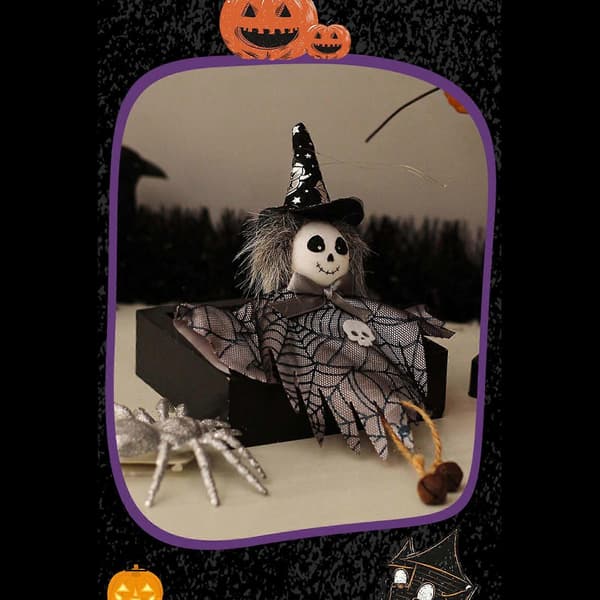 Halloweenpynt med gresskar - Spøkelsesheksdesign - 1 stk