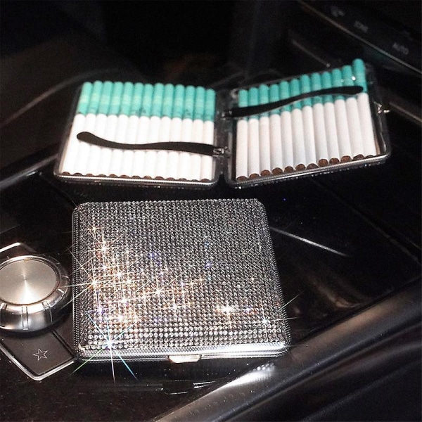 Cigarettfodral i metall Bling Crystal cigarettlåda Hållare med öppen ficka för 20 cigaretter Color 3