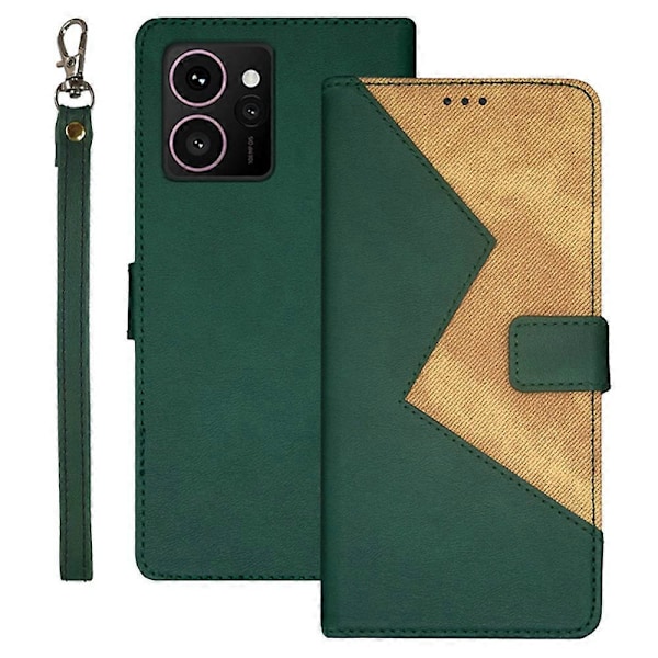 IDEWEI For HMD Skyline Case Kortlommer Splejset Farvet Læder Telefon Cover - Multicolor Green