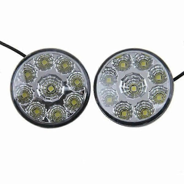 2x 70mm Runda LED Varselljus 12V 6000K Vit - Vattentäta Dimljus för Bil/Lastbil Uppgradering_JC (C)