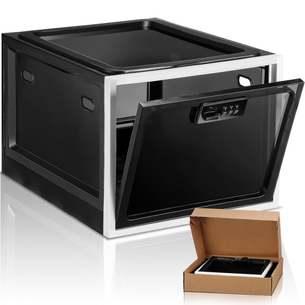 Låsbar låda, Låsbar förvaringslåda med lås, Medicinlåslåda för kylklassificering, Låslåda för medicin, mat och hemsäkerhet Black