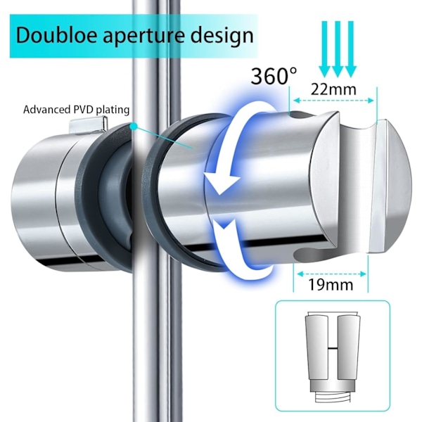 Dusjhodebrakett Holder Justerbar Erstatning Hånddusj Skinne Hode Skyve Klemme Brakett, Krom (Grå)