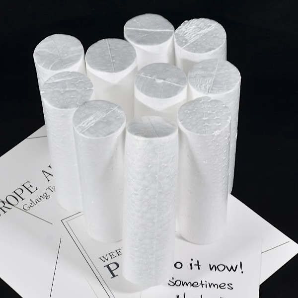 4x10 Stycken DIY Cylinderformad Styrofoam Skummaterial för Barnpyssel 14x4.5cm (C)