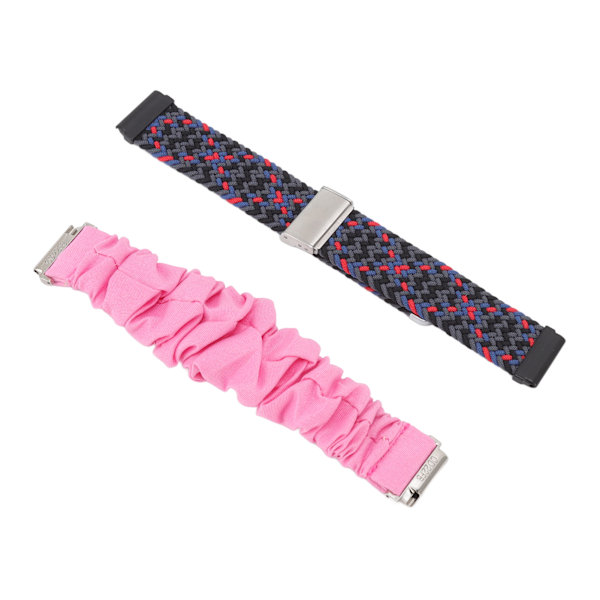 Vävd Nylon Armbandsur Rem Spänne i Rostfritt Stål 4 Fjäderstavar Ersättnings Scrunchie Armband för Fitbit Versa[C]