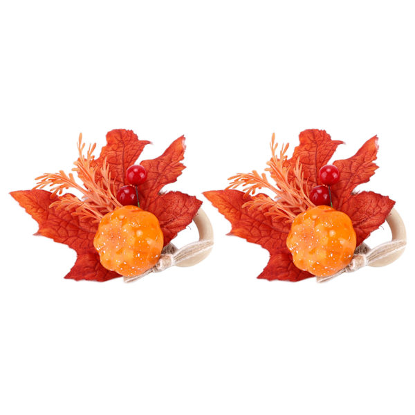 2 stk. Innovative Serviettholder Simulerings Servietring til Halloween Thanksgiving Hjem Dekoration Maple Pumpkin[C]