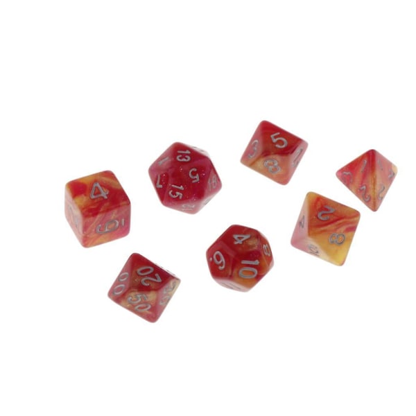 3x7st Polyedriska Tärningar D4 D6 D8 D10 D12 D20 för DnD RPG Spel Röd Gul (C)