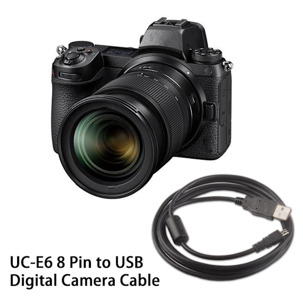 USB-kabel 150cm Lang Nem Forbindelse Stabil Transmission Højhastighedsoverførsel UC-E6 8-polet Kamera Mini USB-datakabel til Nikon