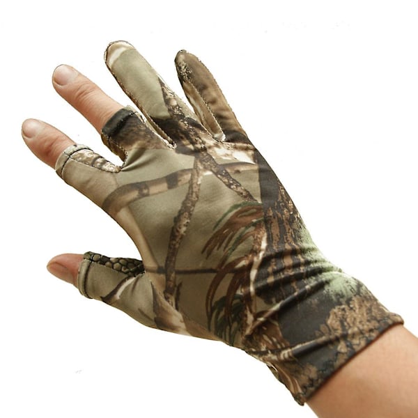 Kalastuskäsineet Camouflage Liukumaton Joustava Ohut Lapanen 3 Sormea Leikattu Retkeily Pyöräily Metsästys Puolisormikkaat Käsineet I6(FCC)