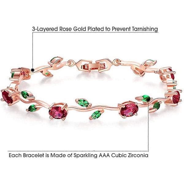 Underbart vitguldpläterat AAA Cubic Zirconia Ädelsten Blomsterranka Armband för Mödrar Flickor Flickvänner (C)