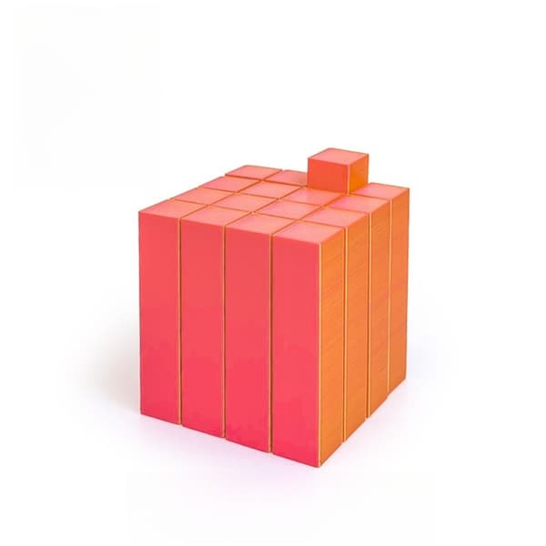 3D-Printed Modular Art Relaxation Cube - Focus & Stress Relief Toy for Teens, Gradient or Solid Color Gyllenröd