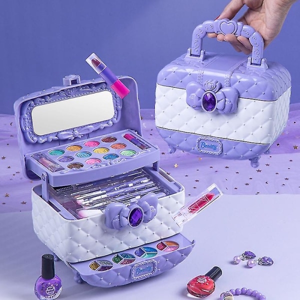 Barn Tvättbar Makeup Girls Toys - Girls Makeup Kit For Kids Make Up Set Real -gt Purple