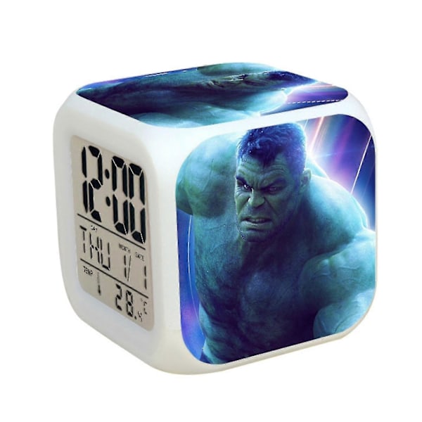 Ny Hulk Väckarklocka LED Ljusstark Digital 7 Färgväxlande Skrivbords Klocka ES1158