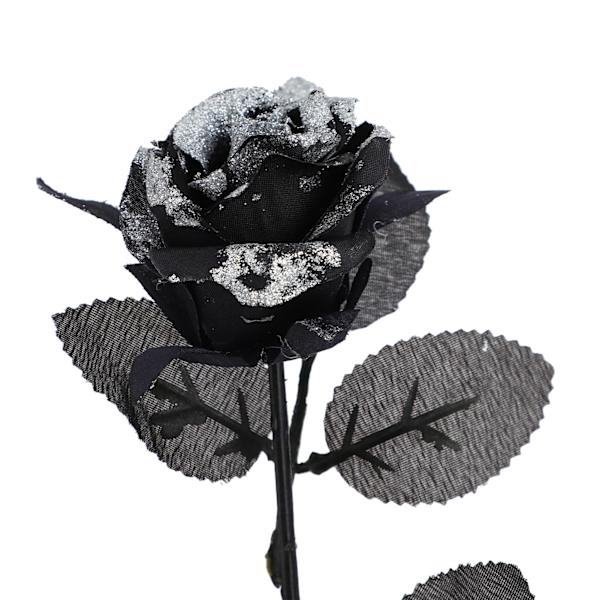 Paljetter Svart Ros Imitation Ros Falsk Blomma Halloween Dekoration Flerfärgad Konstgjord Imitation Ros[C]