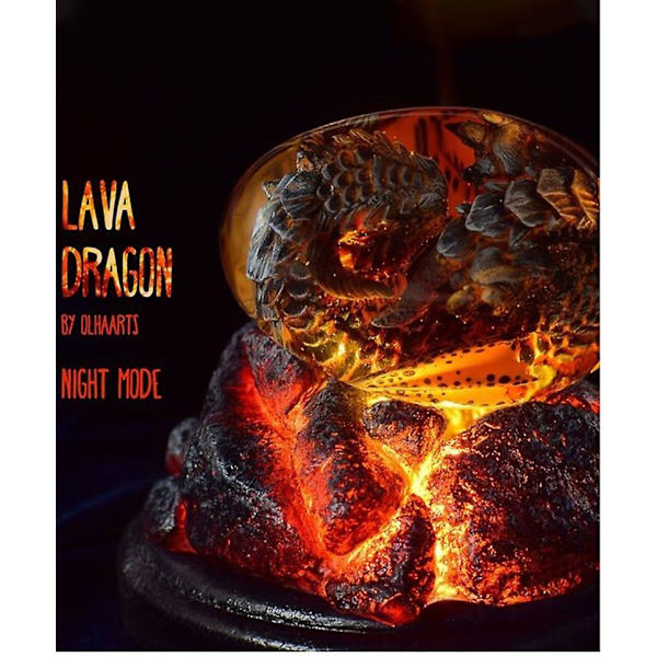 Lava Dragonägg Transparent Kristall Lava Dinosaurieägg Harts Skulptur Souvenir[C] illuminated base
