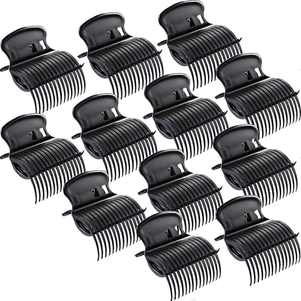 Varme Rulle Clips Hårkrølle Klips Erstatnings Rulle Clips til Kvinder Piger Hårsektion Styling (12 Stykker, Sort) Sort - (C)
