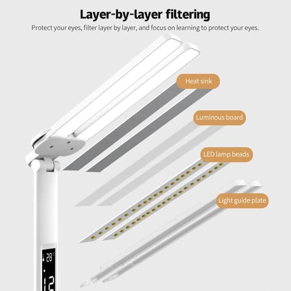 LED Skrivebordslampe, Multifunktionel Skrivebordslampe, USB Touch Natlampe med