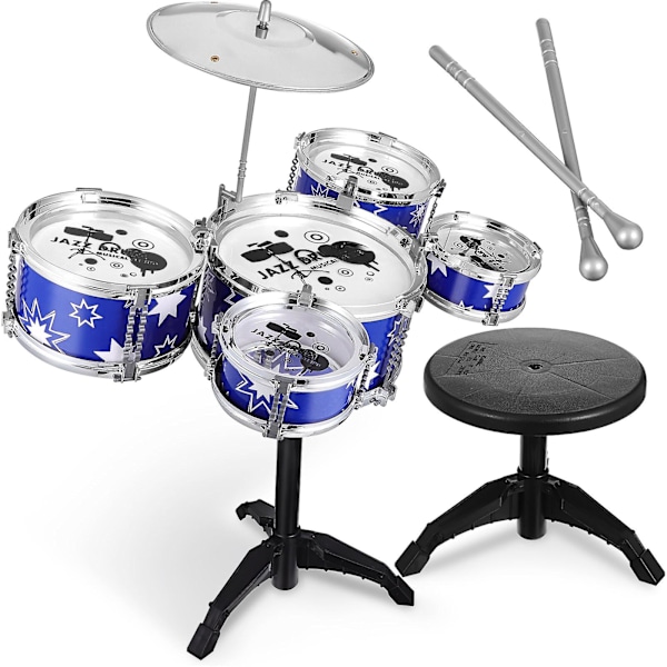 Trumset för barn Jazztrumset för småbarn Trumset med pall Percussion Musikinstrument Trumset Leksaker