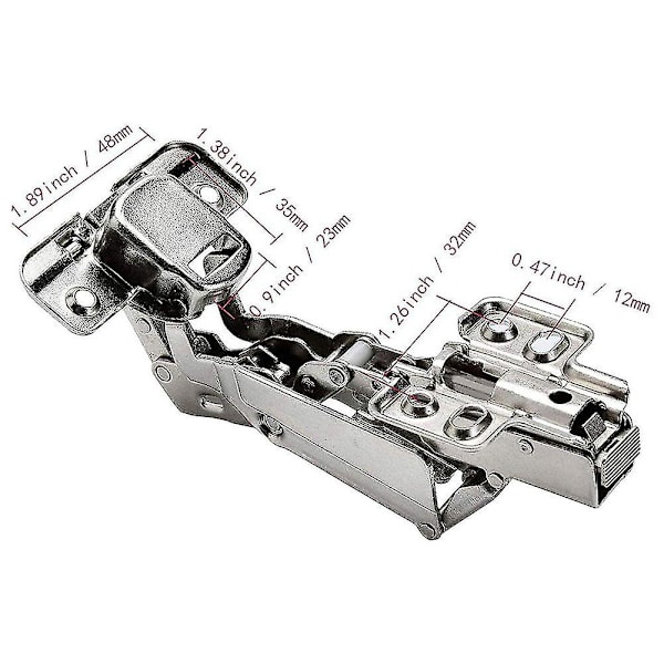 2 stk. 175 Gradshængsler Rammeløse Skabsdørshængsler Skjulte Hydraulisk Justerbare Monteringsshængsler Nye