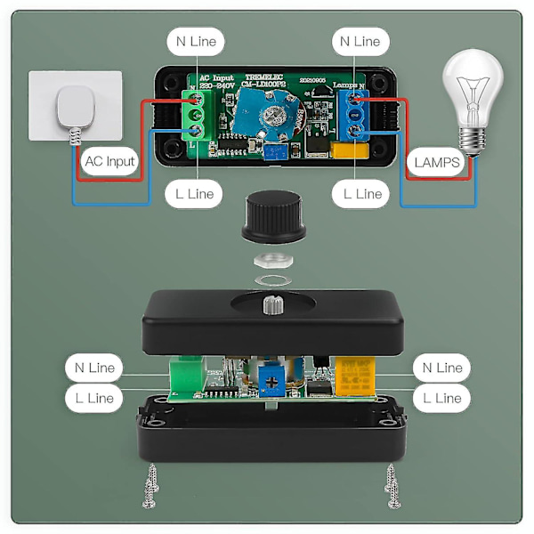 LED-ljusdimmer, smarta knappbrytare och dimmer, 220-240V / 50Hz 3-100W, tyst justerbar roterande dimmer för LED-lampor