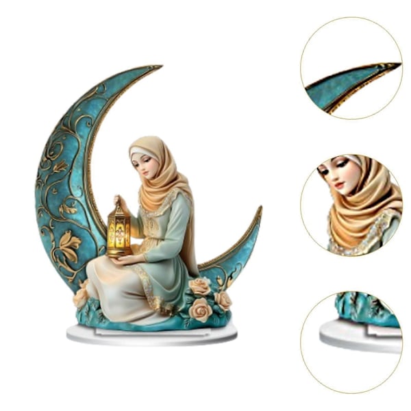 2D Månefe Statue Gave Fe i Månen Figur for Hylle Studierom Soverom (C)