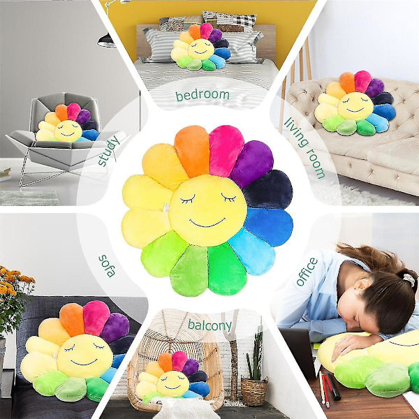 1 Solsikkeblom Pute, Takashi Murakami Pute, Smiley Pute Fargerik Solblomst Plysj Leke Hjem Soverom Butikk Restaurant Dekor